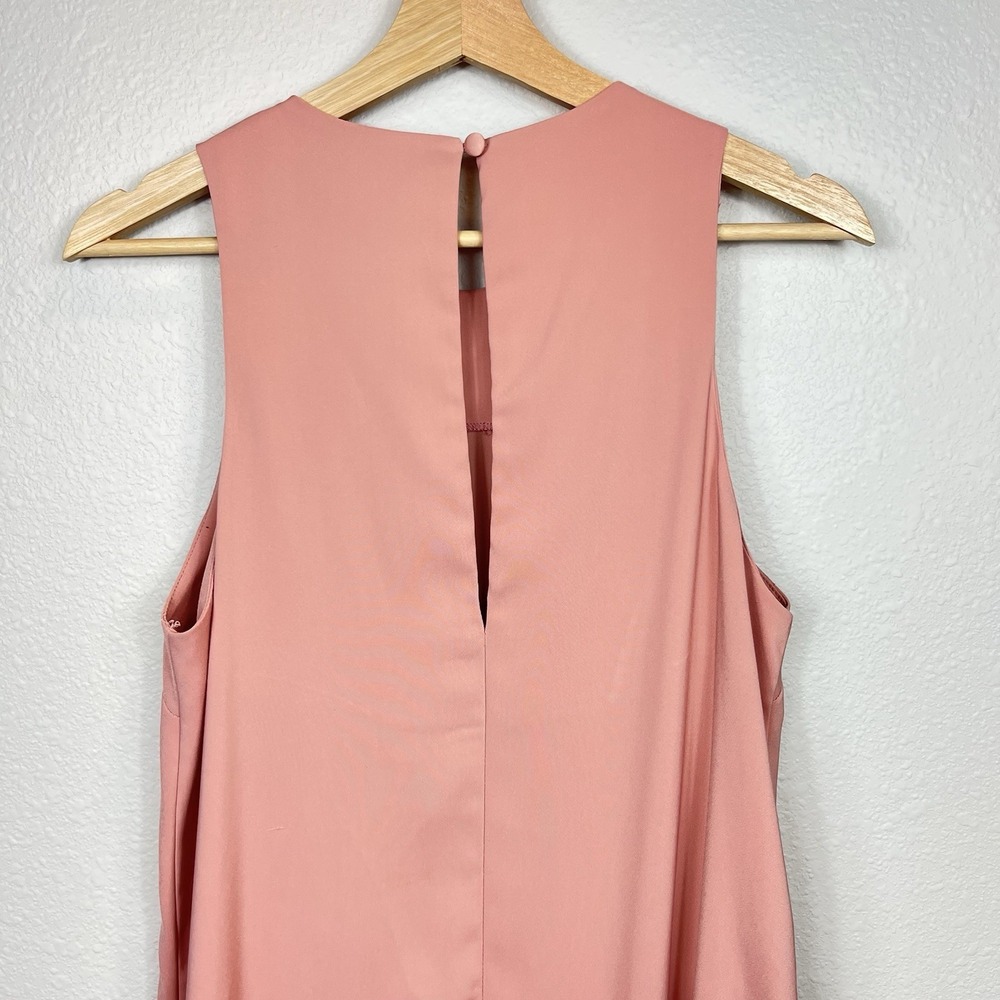 Topshop Asymmetrical Ruffle Midi Dress Dusty Rose Size 8 Prom Soft Girl Romantic - Picture 3 of 14